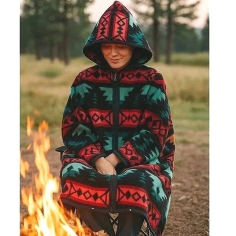 Biederlack Vintage Southwestern Wearable Zipper Snap Blanket Poncho | USA Made